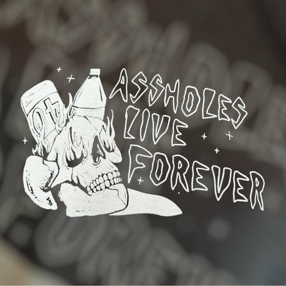 Assholes Live Forever Size Grey Soft Pullover Hoodie Men Unisex - Picture 4 of 4
